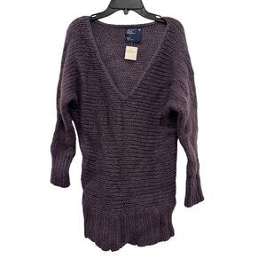American Eagle Outfitters Purple Knit Womens Sweater M Wool Mohair Blend V-Neck